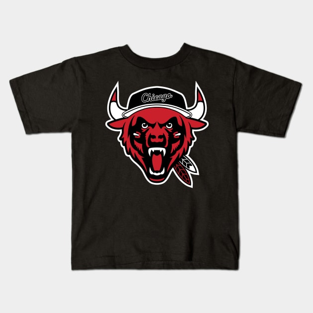 The Chicago Beast (South) Logo Mashup - Pro Teams Combined - All City Logos Put Together Kids T-Shirt by DeluxeGraphicSupply